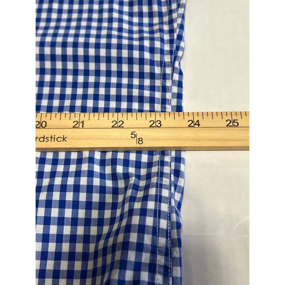 Banana Republic Camden Fit Button Up Gingham Shirt Royal Blue Academia Size XL